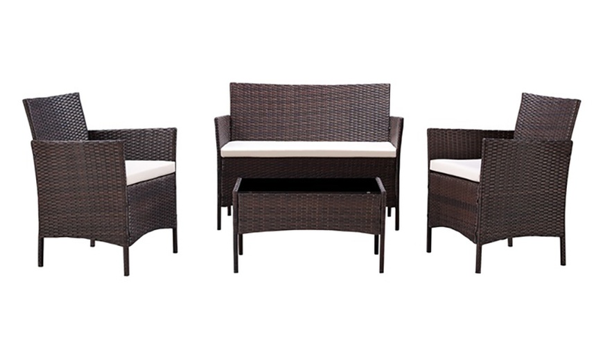 Image 3: 4-Piece Rattan-Effect Lounge Set