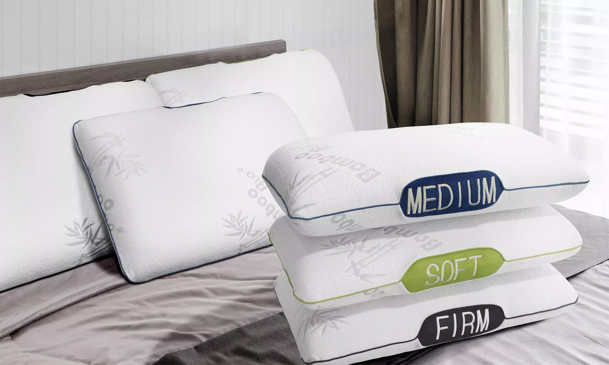 1 ou 2 oreillers "confort" mémoire de forme et déhoussable, avec accueil au choix, de Sampur - Primary Image