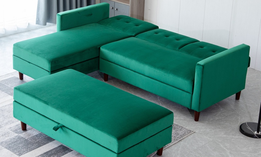 Image 6: Reversible Corner Sofa Bed with Storage Chaise or Bench