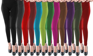 Women's High-Waisted Solid Leggings (12-Pack)