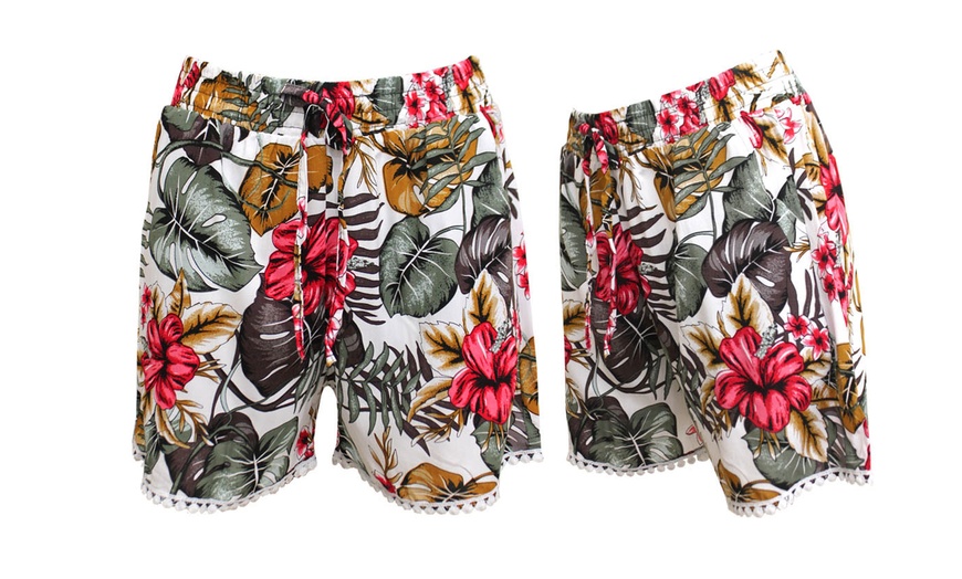 Image 4: Printed Pom-Pom Hem Cotton Shorts