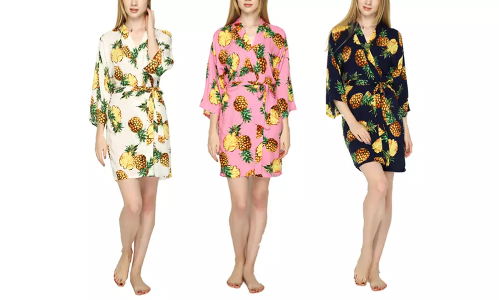 Pretty Bash Tropical-Print Kimono Robe - Primary Image