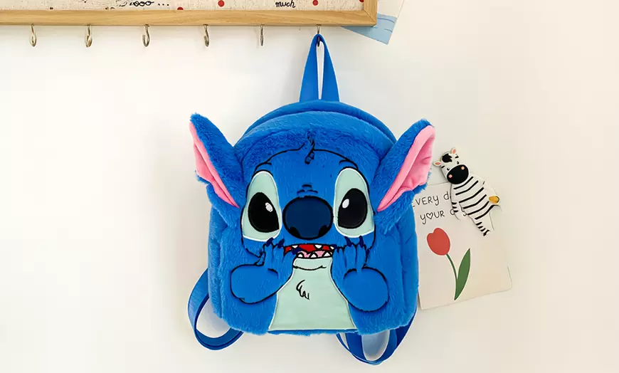 Image 3: Stitch Plush Toy Backpack Shoulder Bag Keychain Set