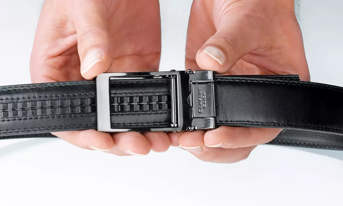 Leder-Gürtel mit praktischem Klick-System zur optimalen Längenregulierung und bequemen Verstellbarkeit in Schwarz - Second Medium