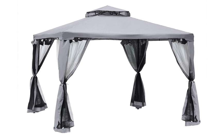 Image 12: Outsunny 3m x 3m Gazebo with Net Curtains, Stylish Metal Design