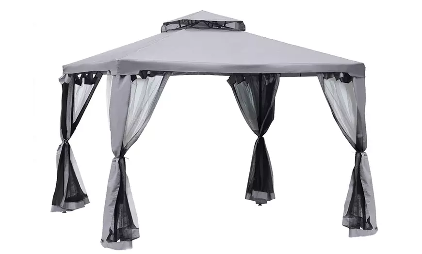 Image 12: Outsunny 3m x 3m Gazebo with Net Curtains, Stylish Metal Design
