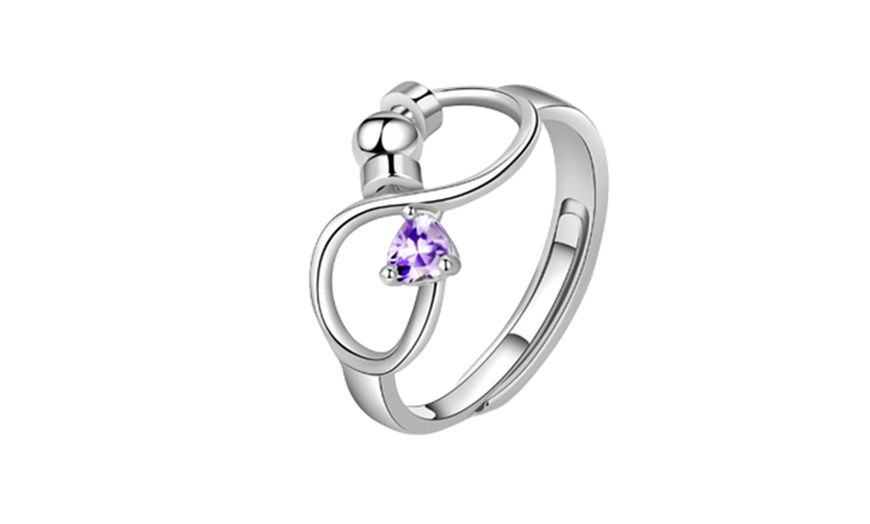 Image 10: Adjustable Zodiac Infinity Heart Stone Fidget Anxiety Rings