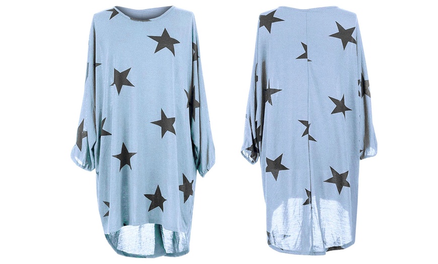 Image 8: Oversized Star Print Hi-Lo Top