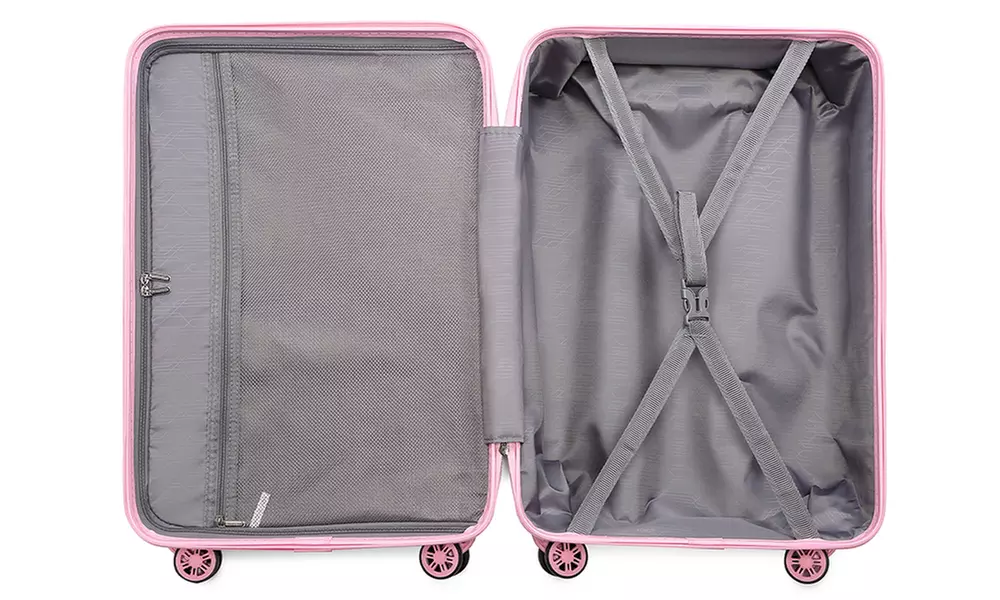 4-delige kofferset of individuele koffer met roze wafelontwerp