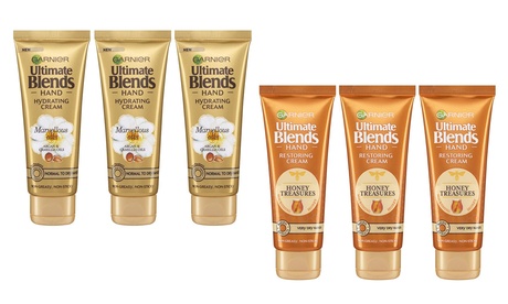 Garnier Ultimate Blends Hydrating or Restoring Hand Cream 75ml Three-Pack