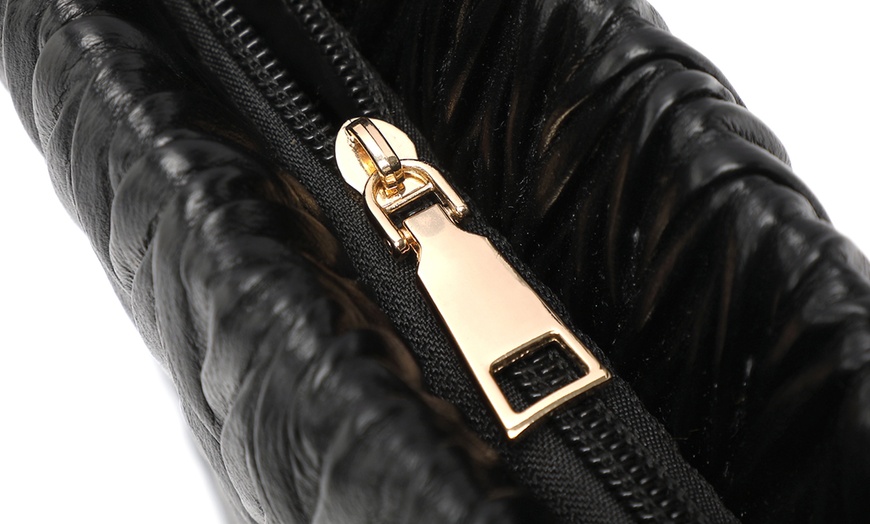 Image 15: PU Leather Quilted Chain Detail Shoulder Bag