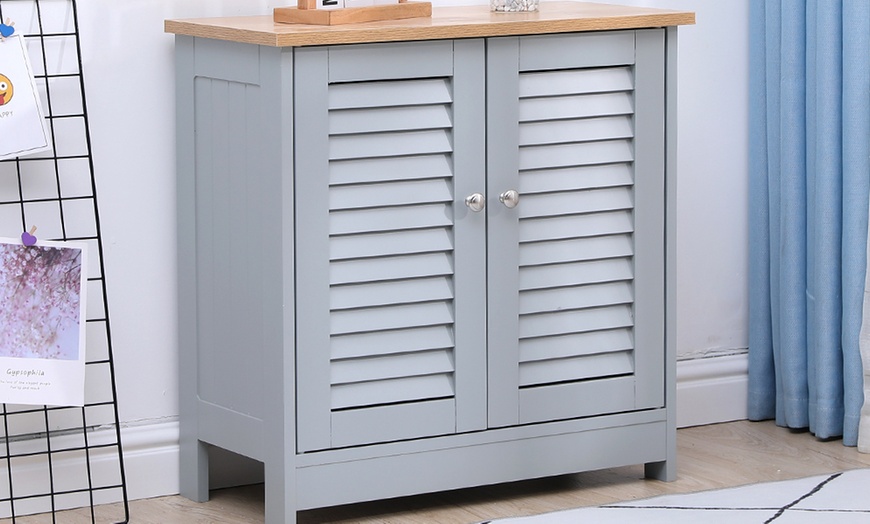 Image 2: Freestanding Bathroom Two Door Storage Cabinet