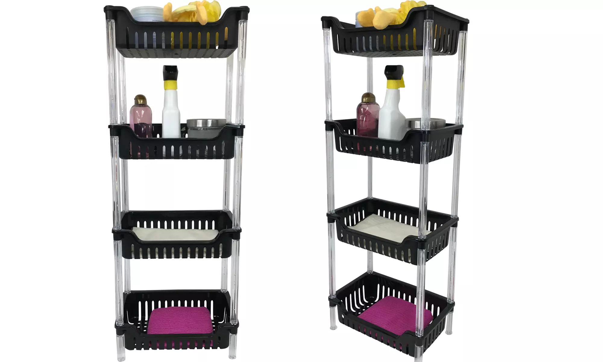 Bathroom, Kitchen, and Garage 4-Tier Basket Storage Shelving Unit - Second Medium