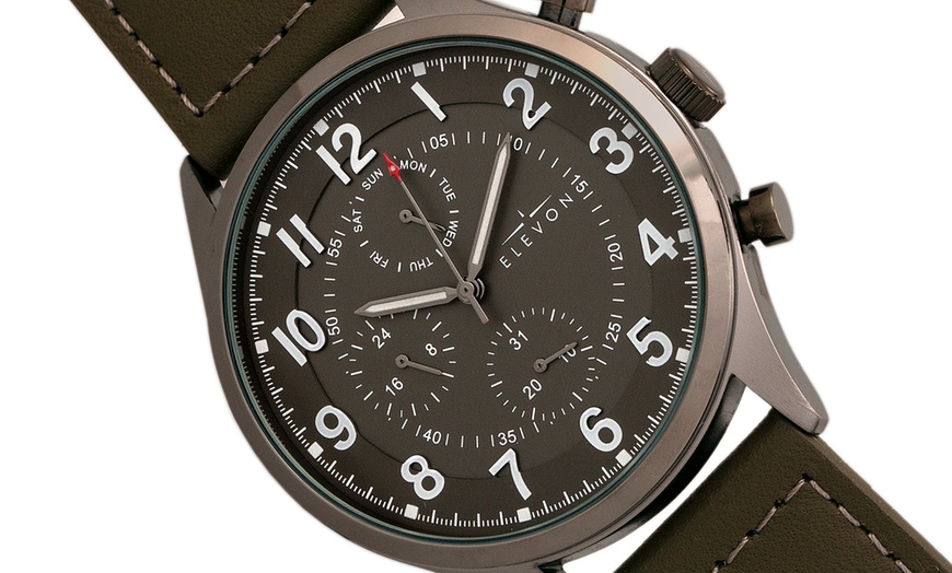 Image 21: Elevon Leather-Band Men's Watch