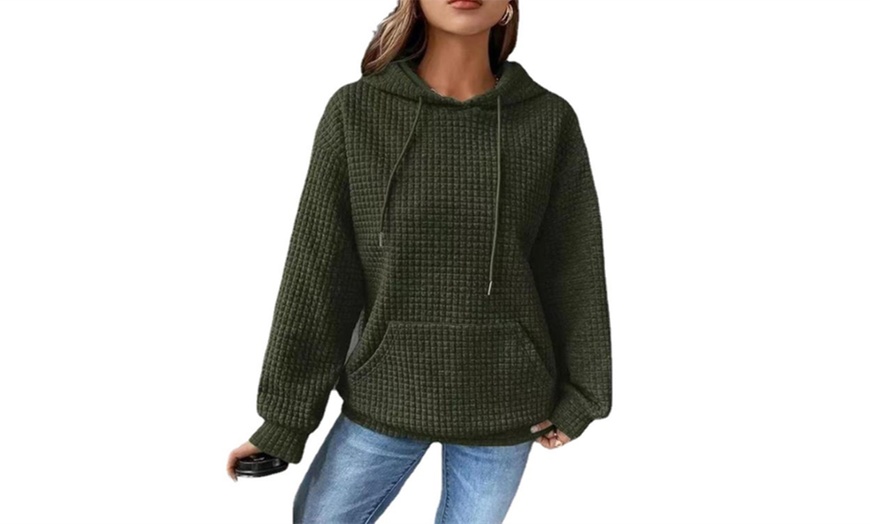 Image 6: Women's Casual Waffle Pullover Sweatshirt