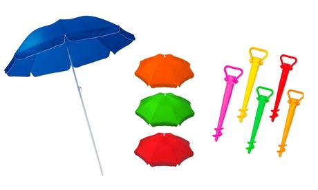 Ombrellone da spiaggia con picchetto opzionale, disponibile in 5 colori