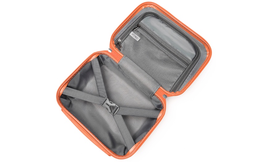 Image 6: Orange ABS Waffle Textured Suitcases and Hard Shell Vanity Case