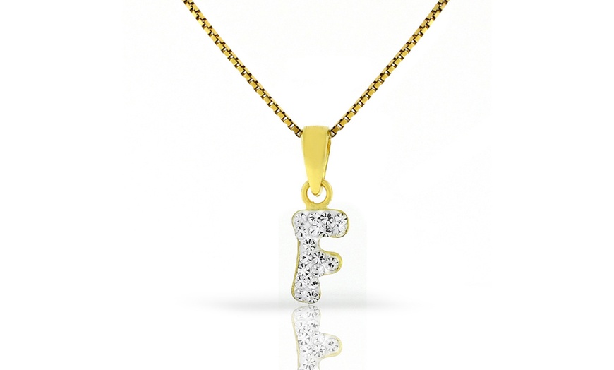 Kids' 14K Gold over Sterling Silver Crystal Initial Pendants | Groupon