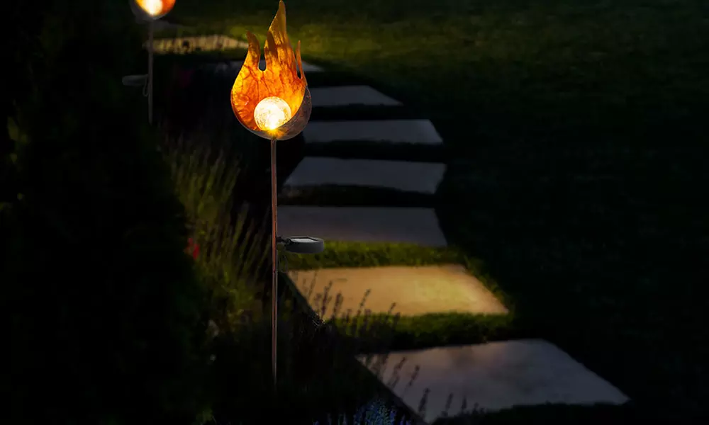 One, Two or Four Outdoor Flame Solar Lights - Primary Image