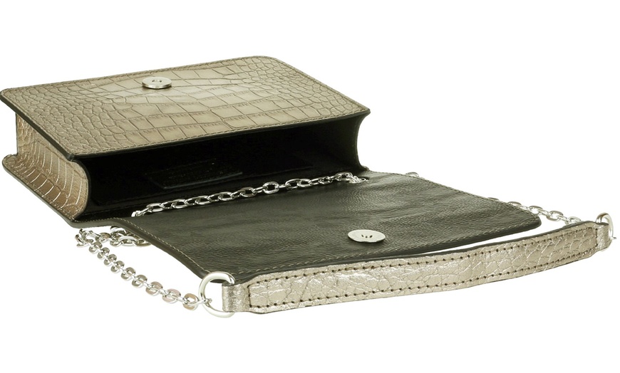 Image 28: Croc Print Leather Shoulder Bag