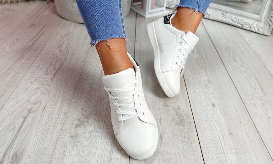 Image 9: Women's Lace-up Studded Trainers