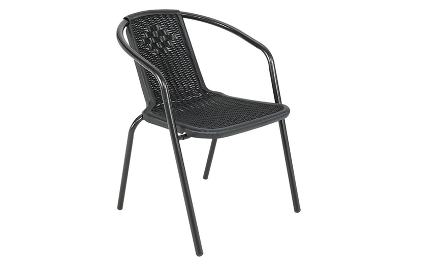 Image 2: Four Packs of Outdoor Patio Metal Wicker Stackable Dining Chairs 