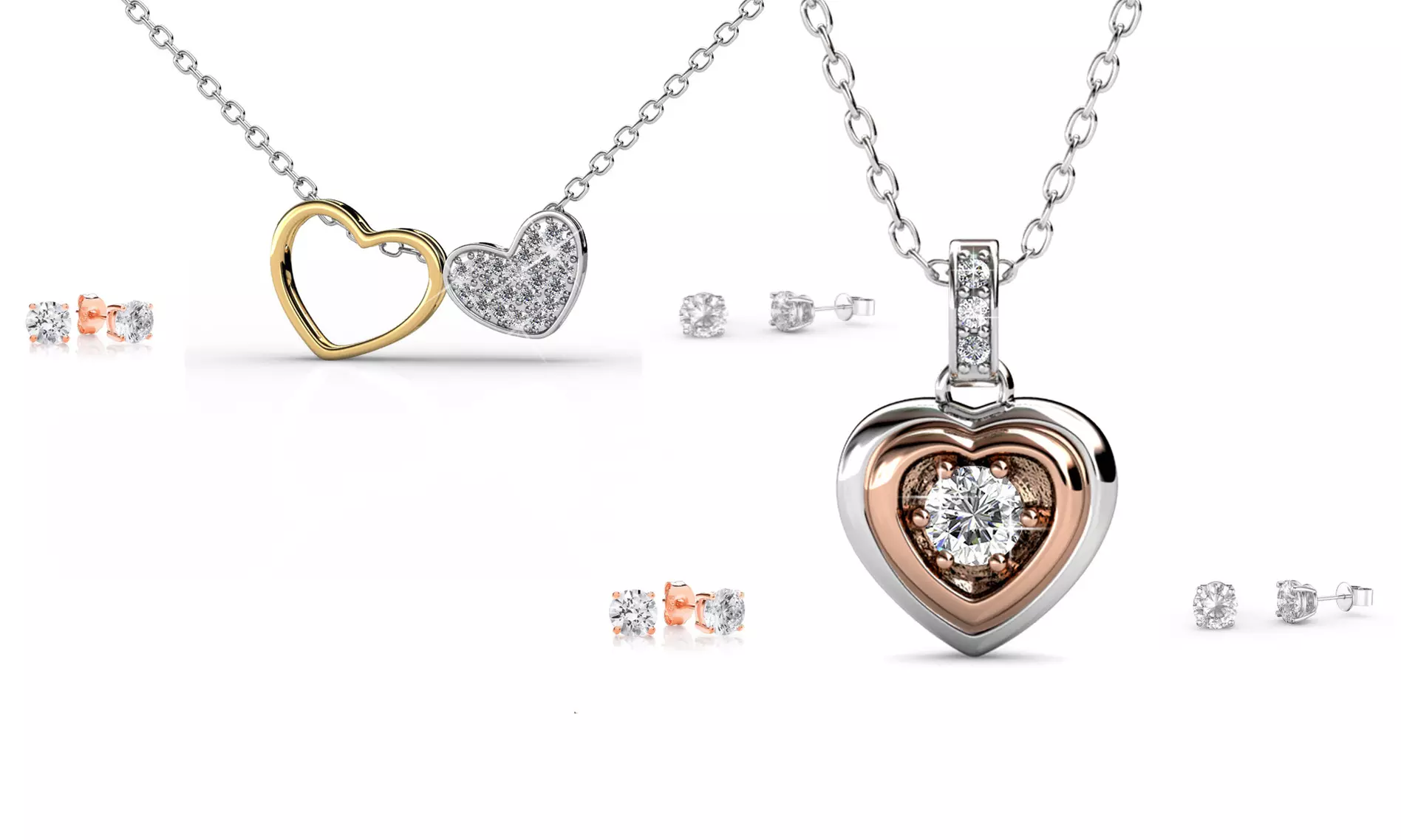 Heart-Shaped Pendant and Earrings Made with Crystals from Swarovski®