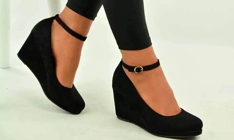 Escarpins Compensés BCBGeneration - Taille US 10 (M) - Simili Cuir Noir - Occasion - Style Wedge