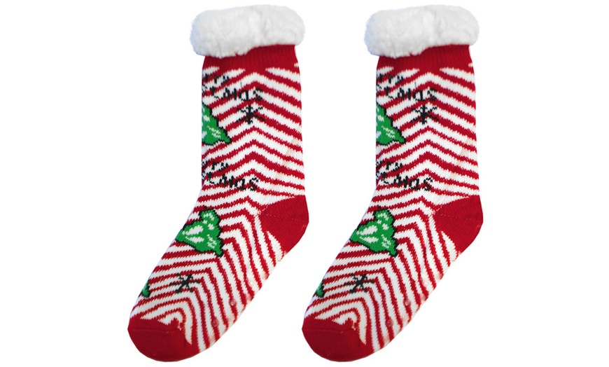 Image 9: Warm Winter Lined Christmas Slipper Socks