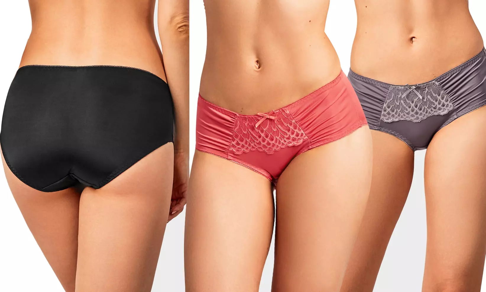 Ever Basic Silky Bikini Panties With Lace Front Decor (6-Pack) - Second Medium