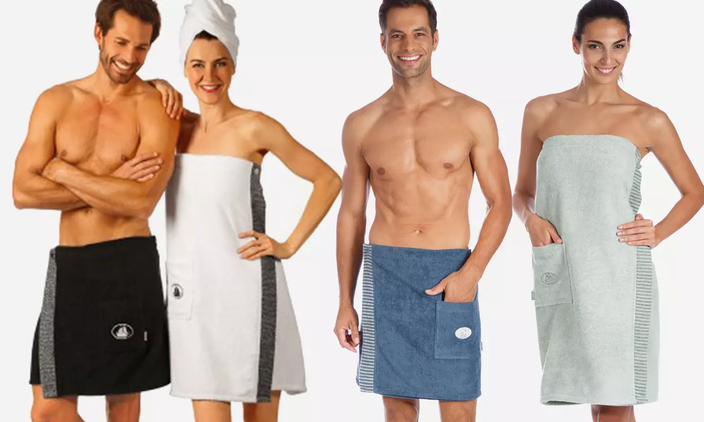 Egeria Sauna-Rock oder Sarong in Blau, Hellblau oder Weiß-Schwarz in Einheitsgröße für Damen oder Herren - Primary Image