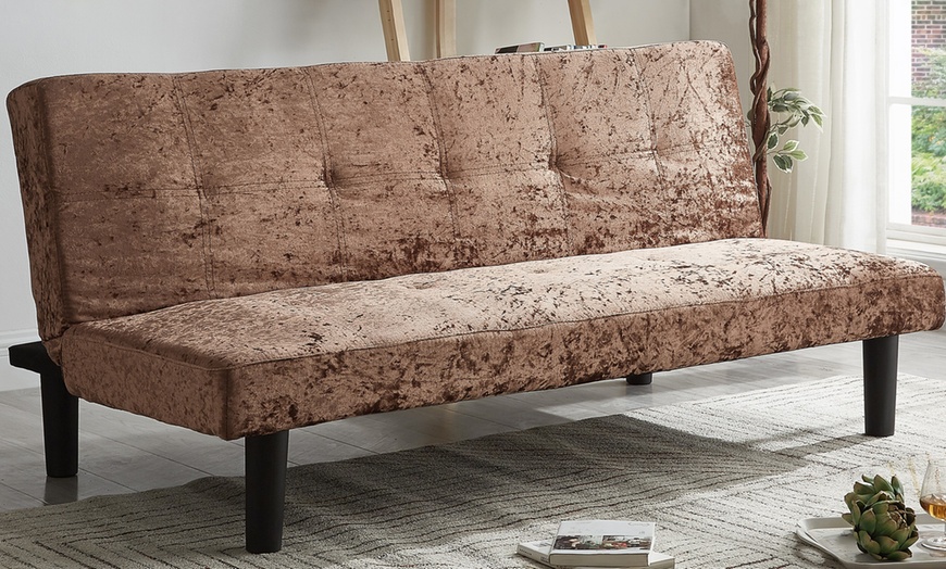 Image 3: Crushed Velvet Chevalier Sofa Bed