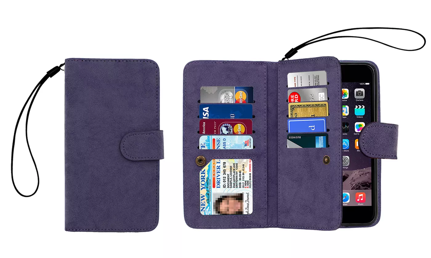 Smartphone Wallet with Removable Case for iPhone 5/5s, 6/6s or 6 Plus/6s Plus - Second Medium