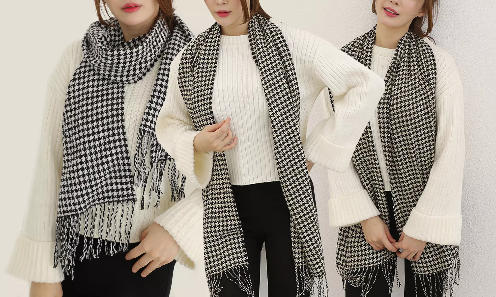 1 à 4 écharpes Alysson motif pied de poule - Primary Image