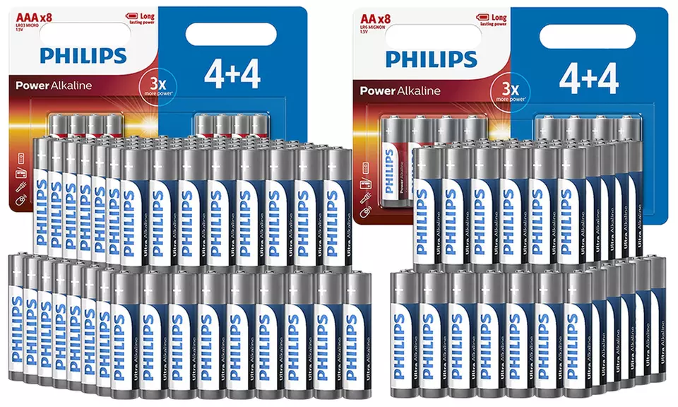 3 ou 4 lots de piles Phillips Ultra Alkaline AAA LR03 ou AA LR6 - Primary Image