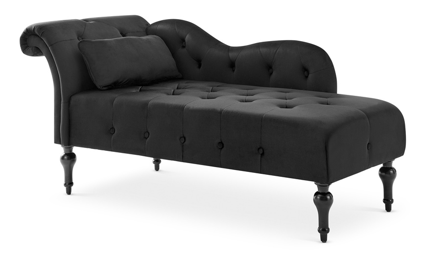 Image 3: Velvet Chaise Lounge Sofa 