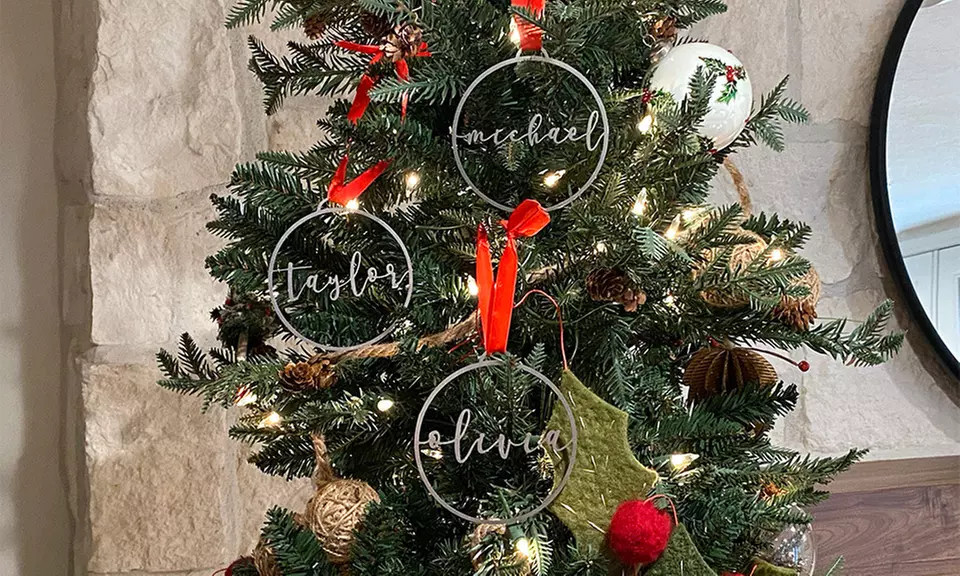 Minimalist Custom Name Ornaments in 4, 6 or 9-Inch Size