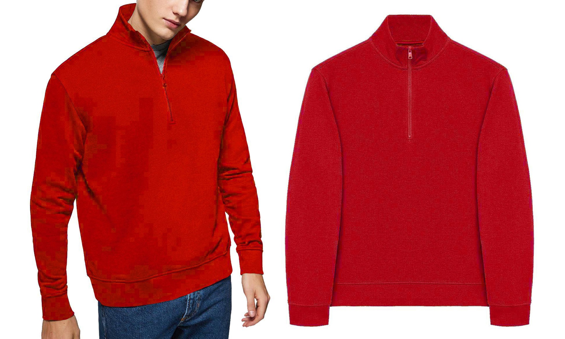 Felpa lupetto mezza zip