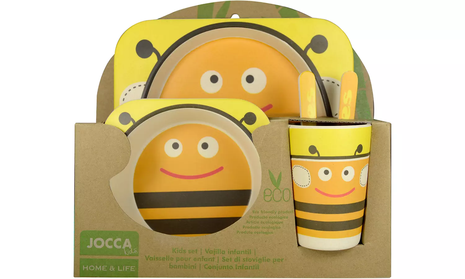 Juego de vajilla Jocca para niños con 2 platos, 1 vaso y 2 cubiertos - Second Medium