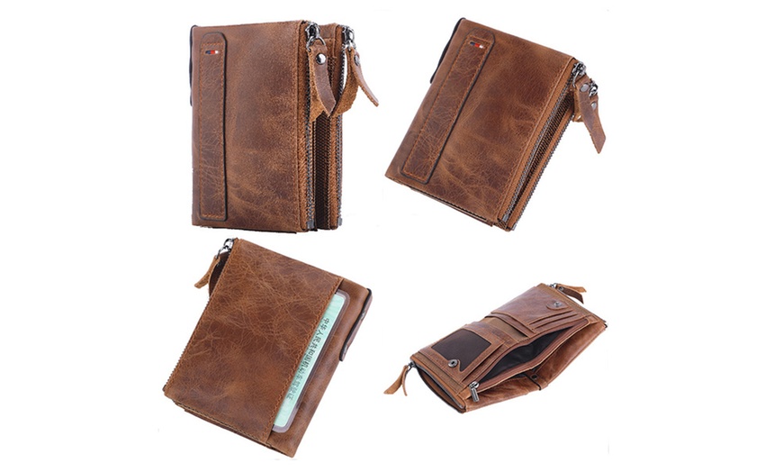 Image 5: Men's RFID Cow Leather Wallet