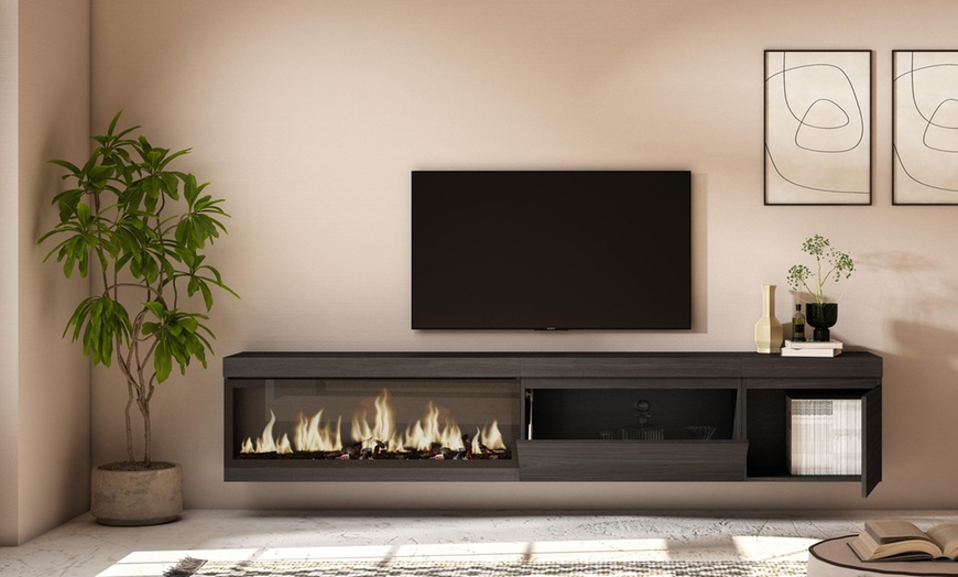 Image 16: Mueble de TV en suspensión con 3 módulos y espacio de almacenaje