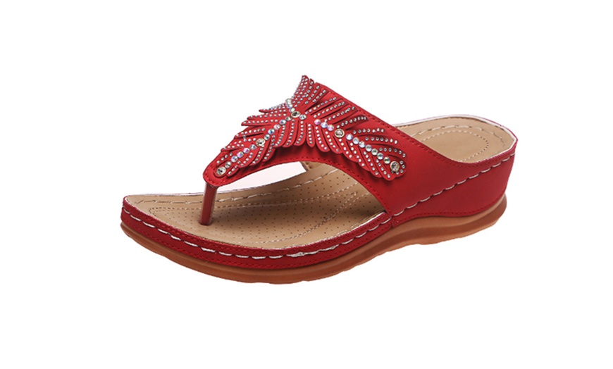 Image 6: Women's Casual Diamante Thong Flip-Flop Sandals