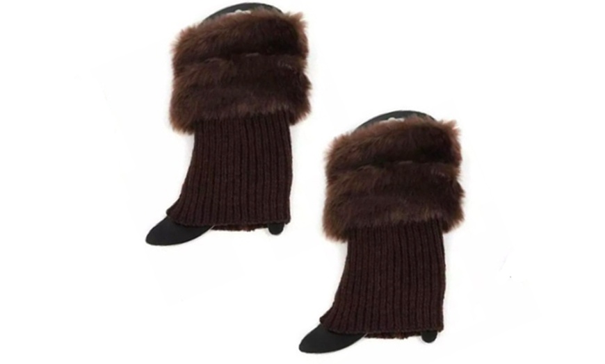 Image 9: Faux Fur Knitted Boots Toppers