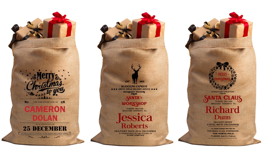 Image 3: Personalised Christmas Hessian Sack for Holiday Magic From Decomatters