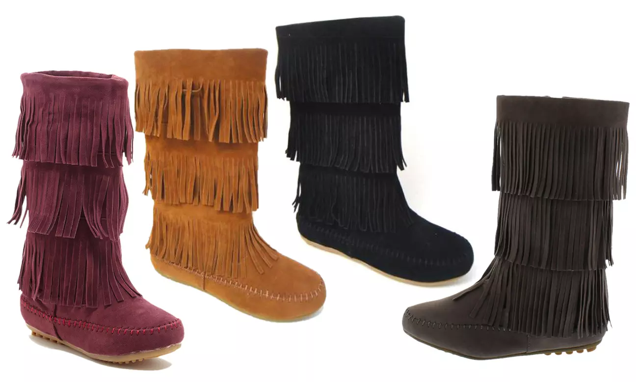 Women's Three-Layer Fringe Boots - Primary Image
