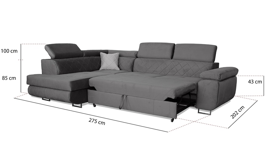 Image 6: Grey Corner Sofa Bed