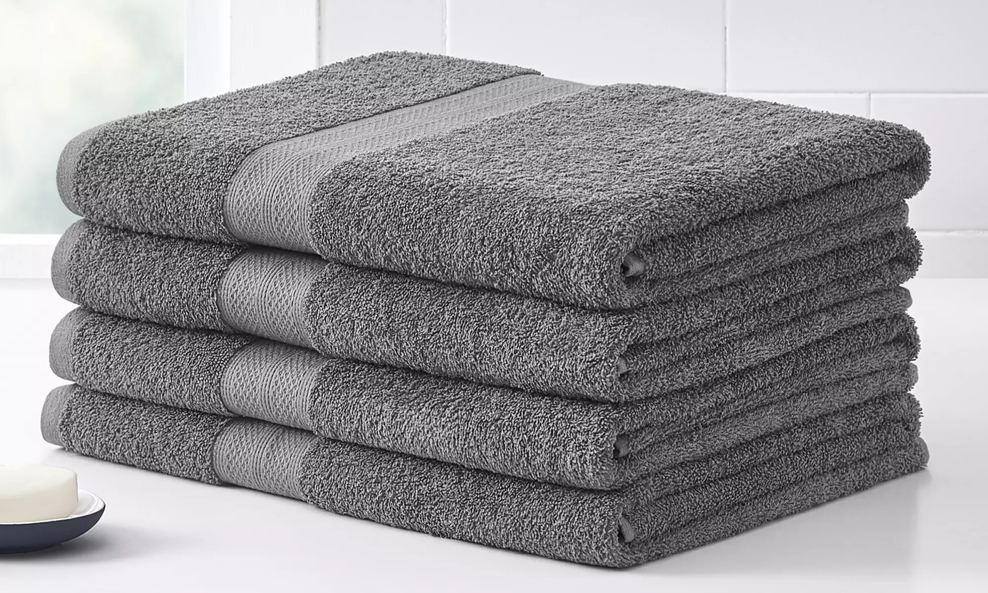 100% Cotton Oversized Terry Loop Basketweave Design Towels (4-Pack) - Primary Image
