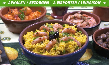 À emporter : paella avec demi-bouteille de vin p.p. au bar à vins Le Goût Soirée à Wetteren