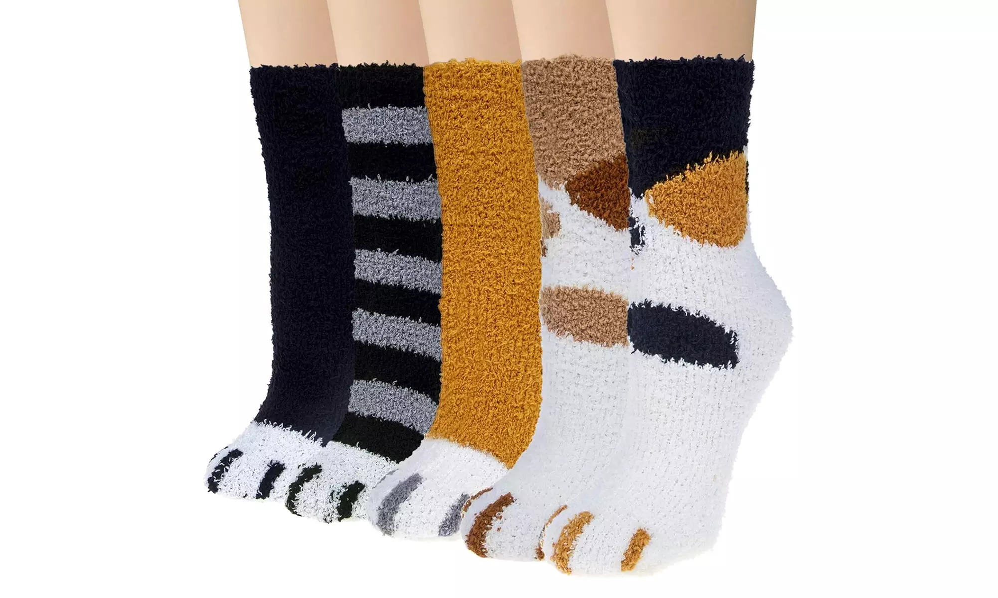 1x, 5x oder 10x Kuschelsocken mit Katzenmuster