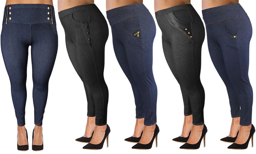 Image 1: Plus Size Denim Jeggings